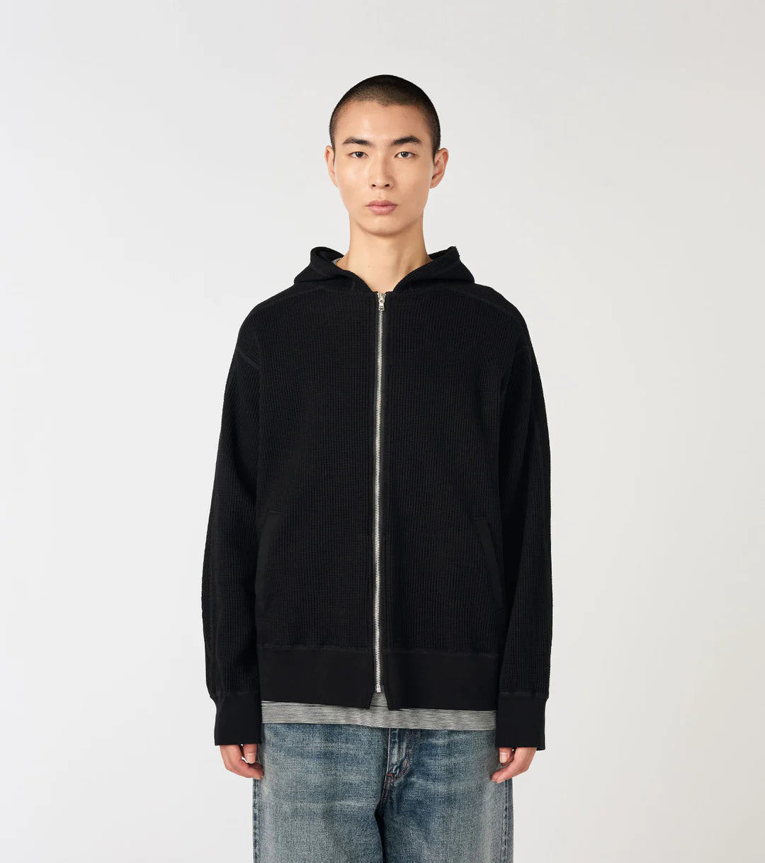 Zip-Up Thermal Hoodie Black