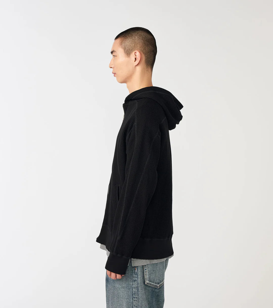 Zip-Up Thermal Hoodie Black