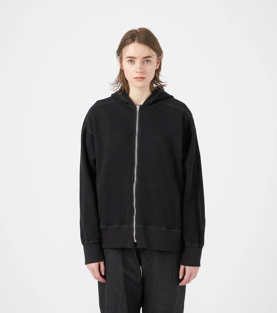 Zip-Up Thermal Hoodie Black
