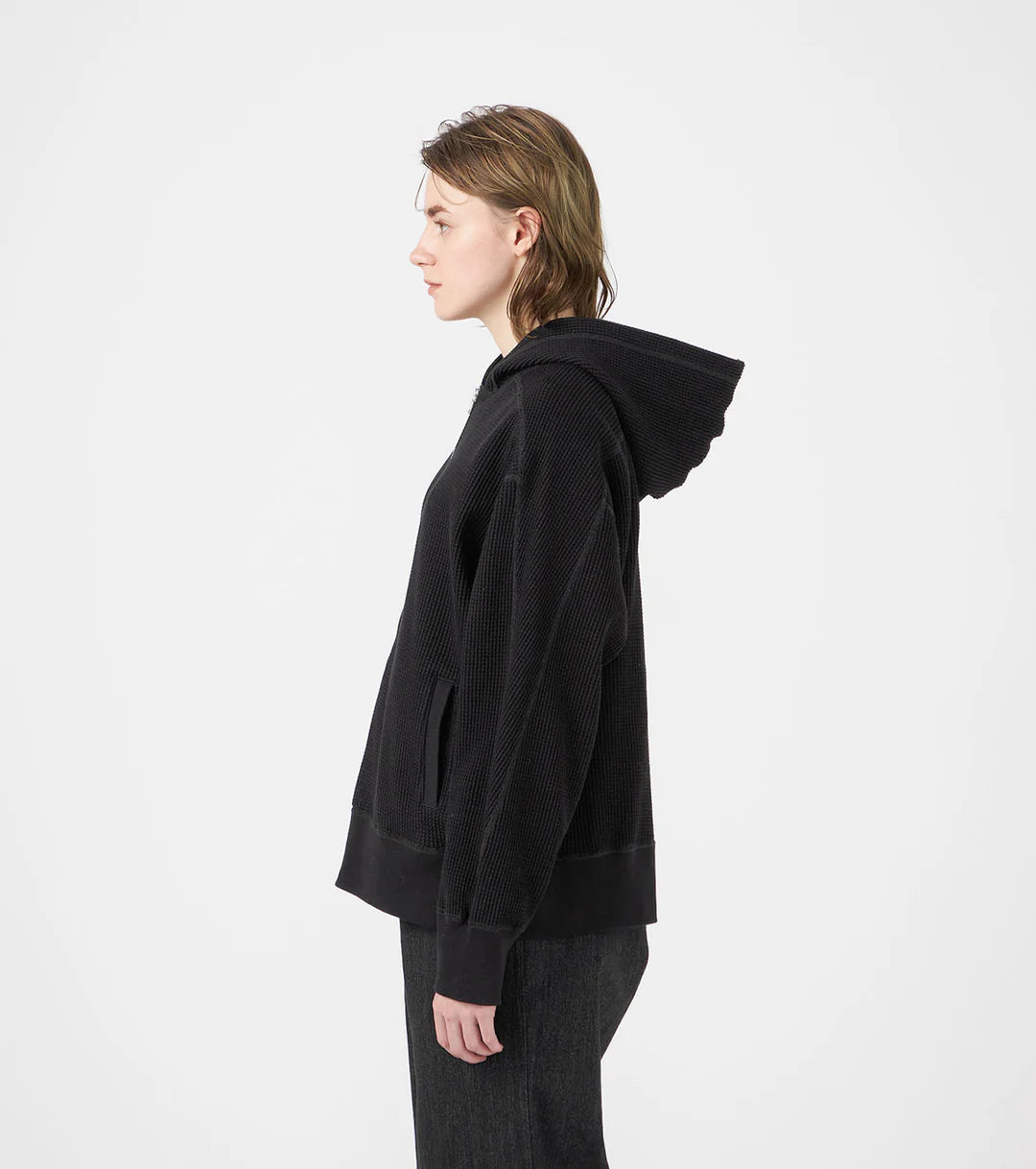Zip-Up Thermal Hoodie Black