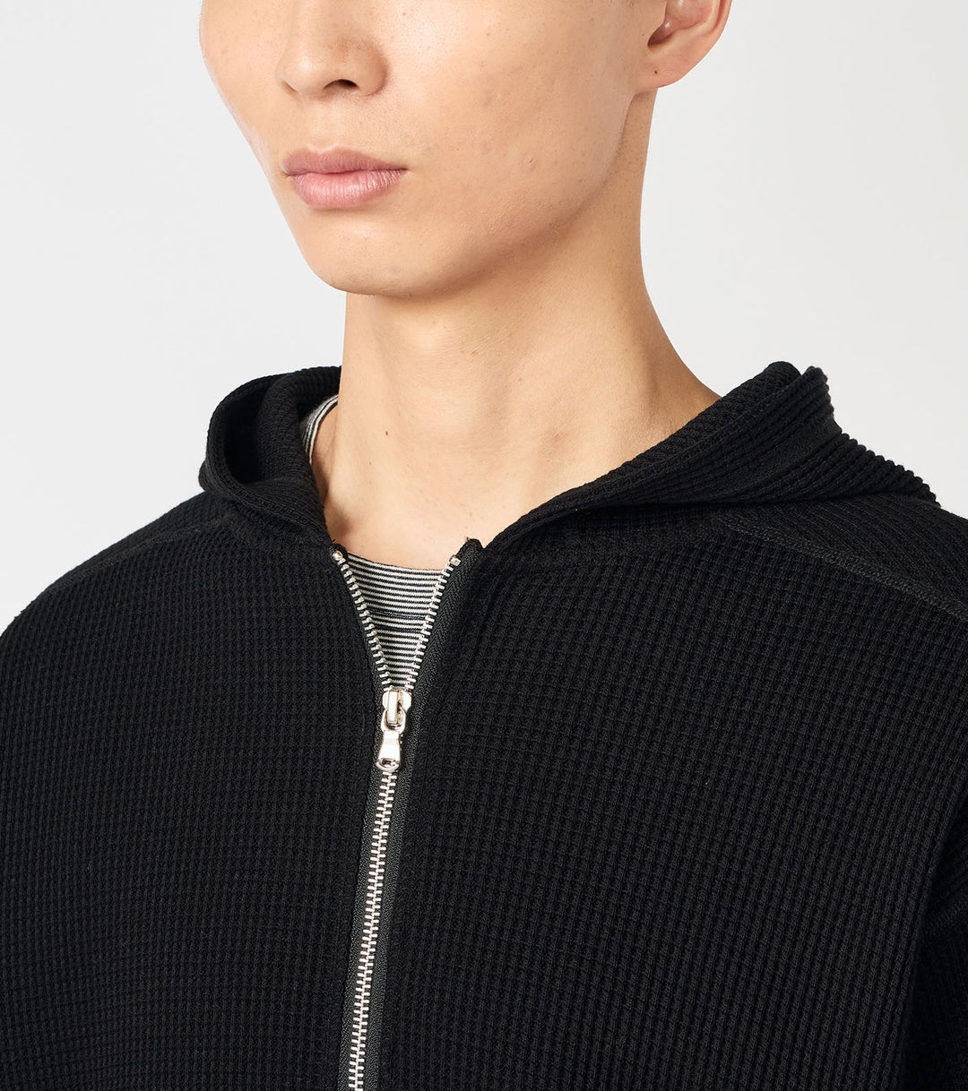 Zip-Up Thermal Hoodie Black