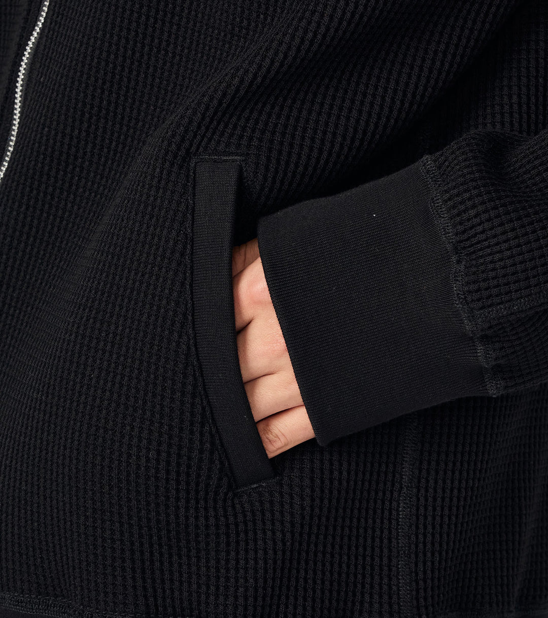 Zip-Up Thermal Hoodie Black