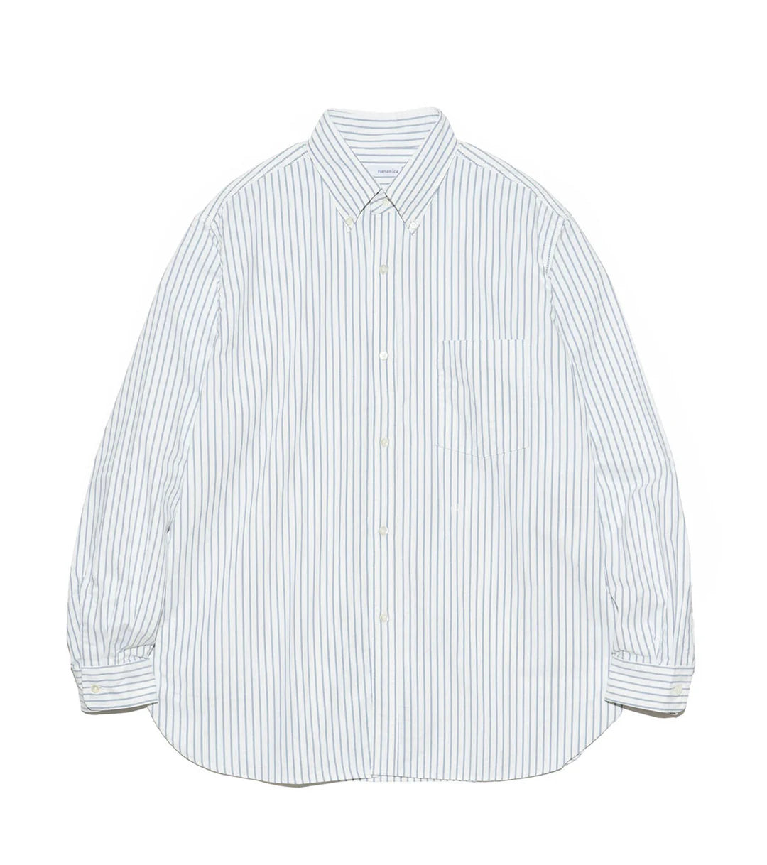 Button Down Stripe Wind Shirt White