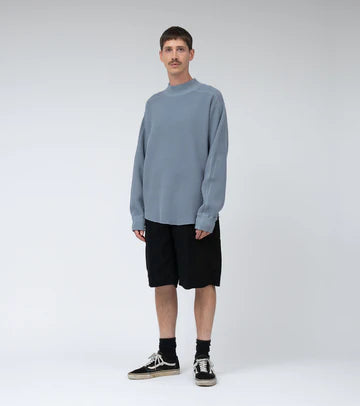 Mock Neck Thermal Sweat Blue Gray