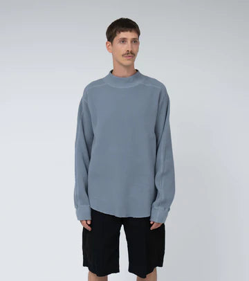 Mock Neck Thermal Sweat Blue Gray