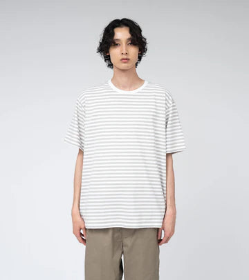 COOLMAX Stripe Jersey Tee Sand Beige x White