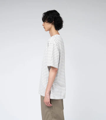 COOLMAX Stripe Jersey Tee Sand Beige x White