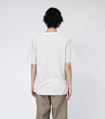 COOLMAX Stripe Jersey Tee Sand Beige x White