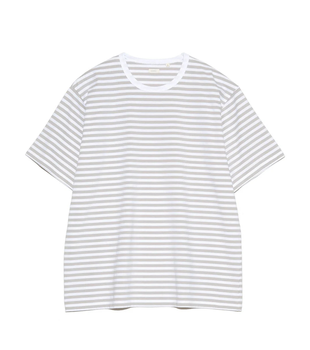 COOLMAX Stripe Jersey Tee Sand Beige x White