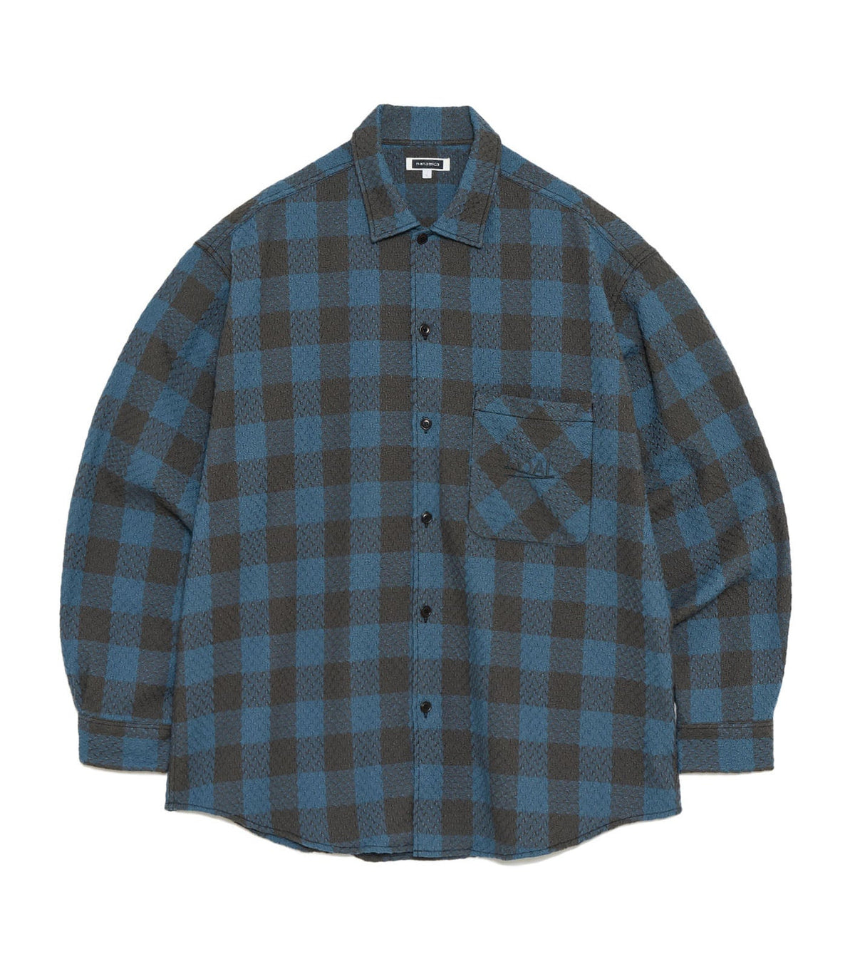 OOAL Block Check Jacquard Shirt Blue