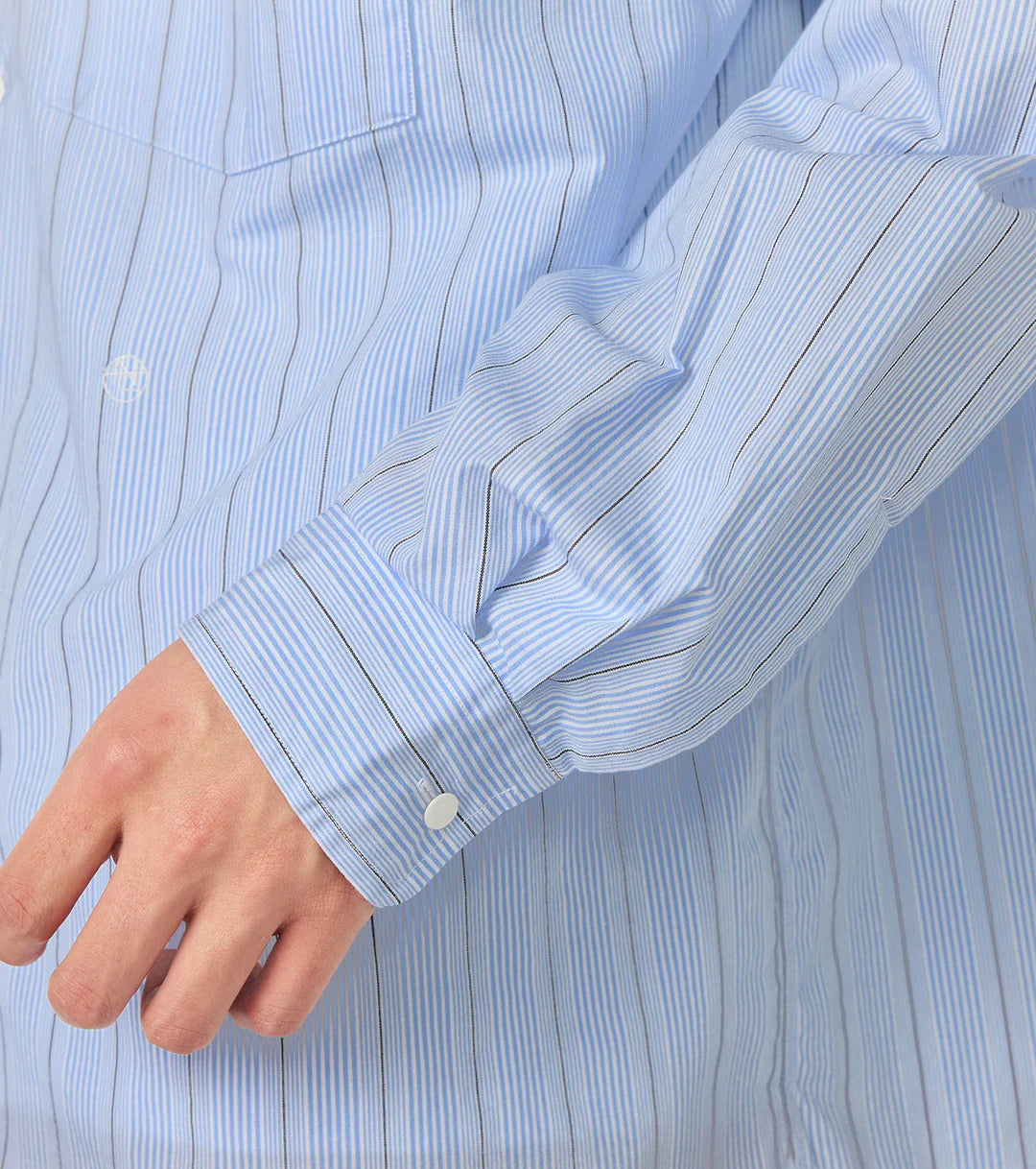Regular Collar Stripe Wind Shirt Sax