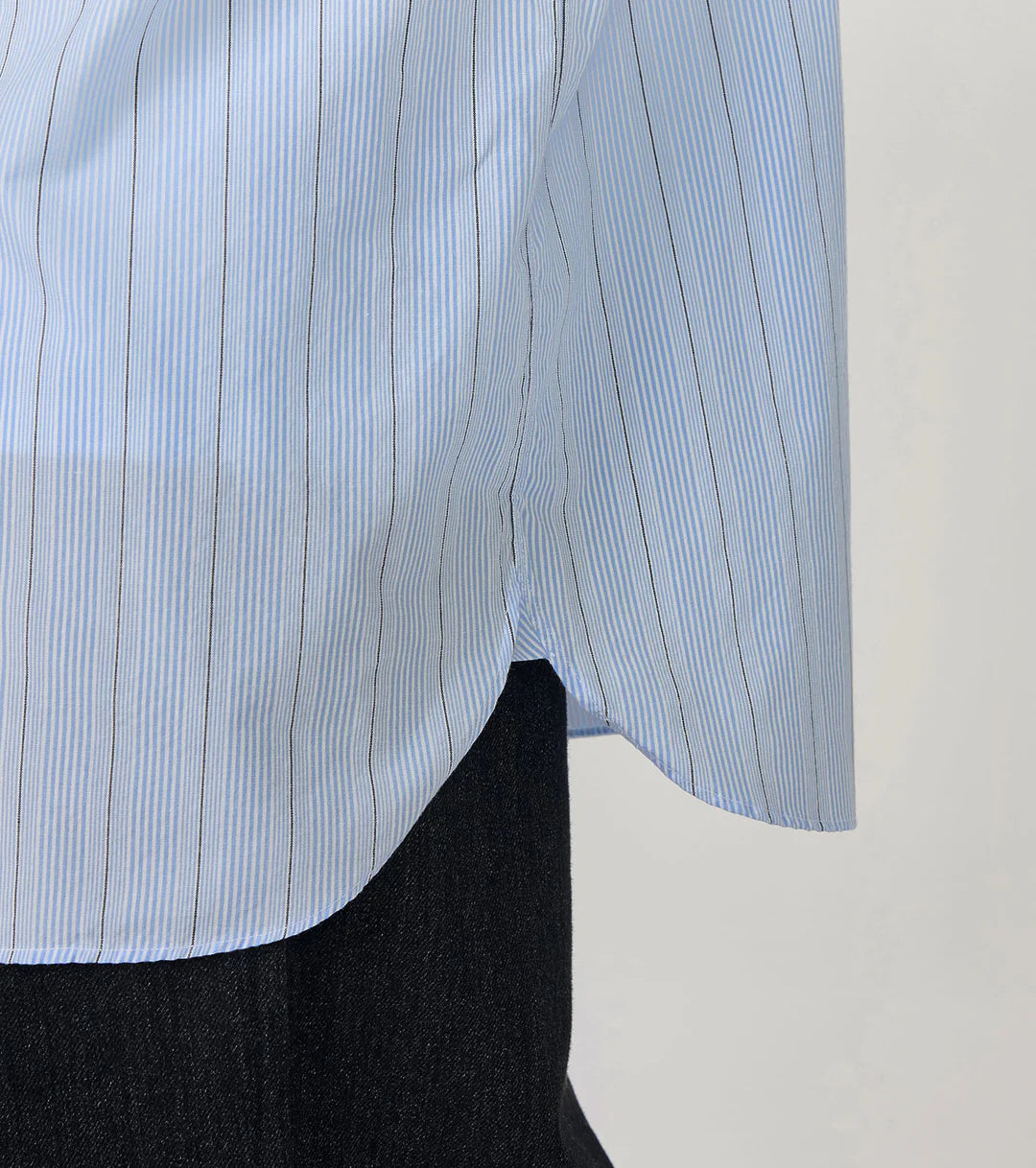 Regular Collar Stripe Wind Shirt Sax