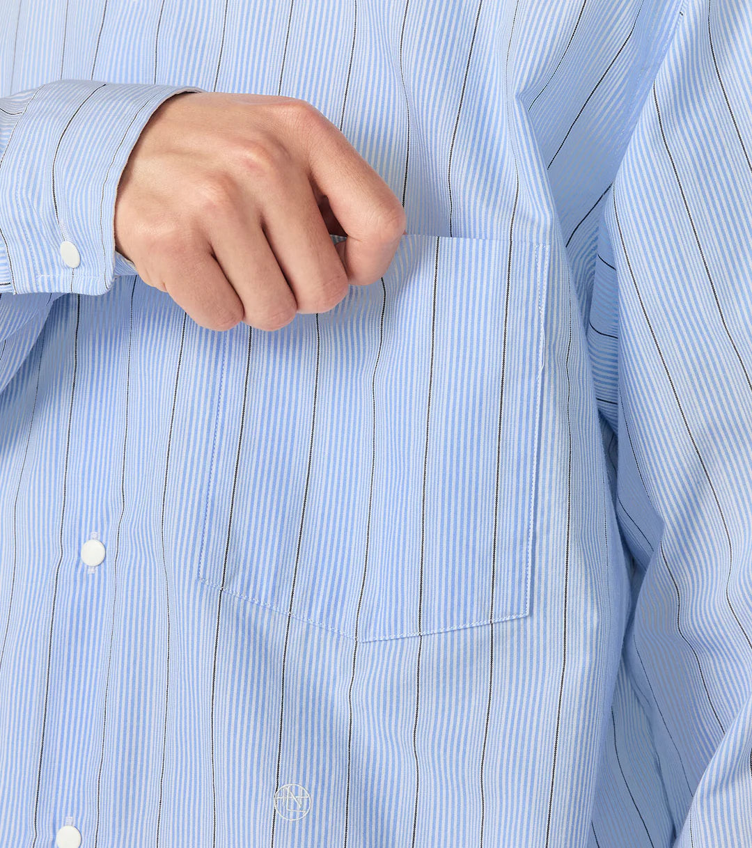 Regular Collar Stripe Wind Shirt Sax