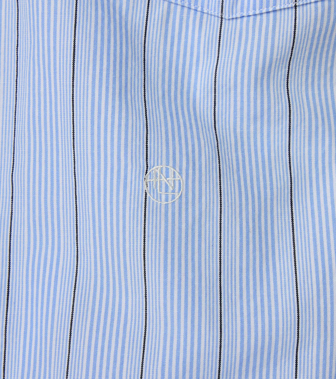 Regular Collar Stripe Wind Shirt Sax