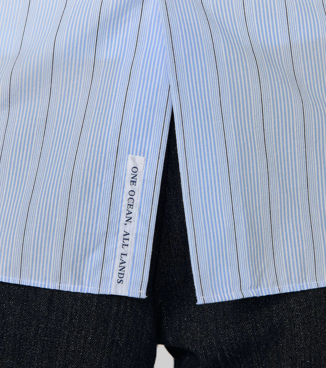 Regular Collar Stripe Wind Shirt Sax