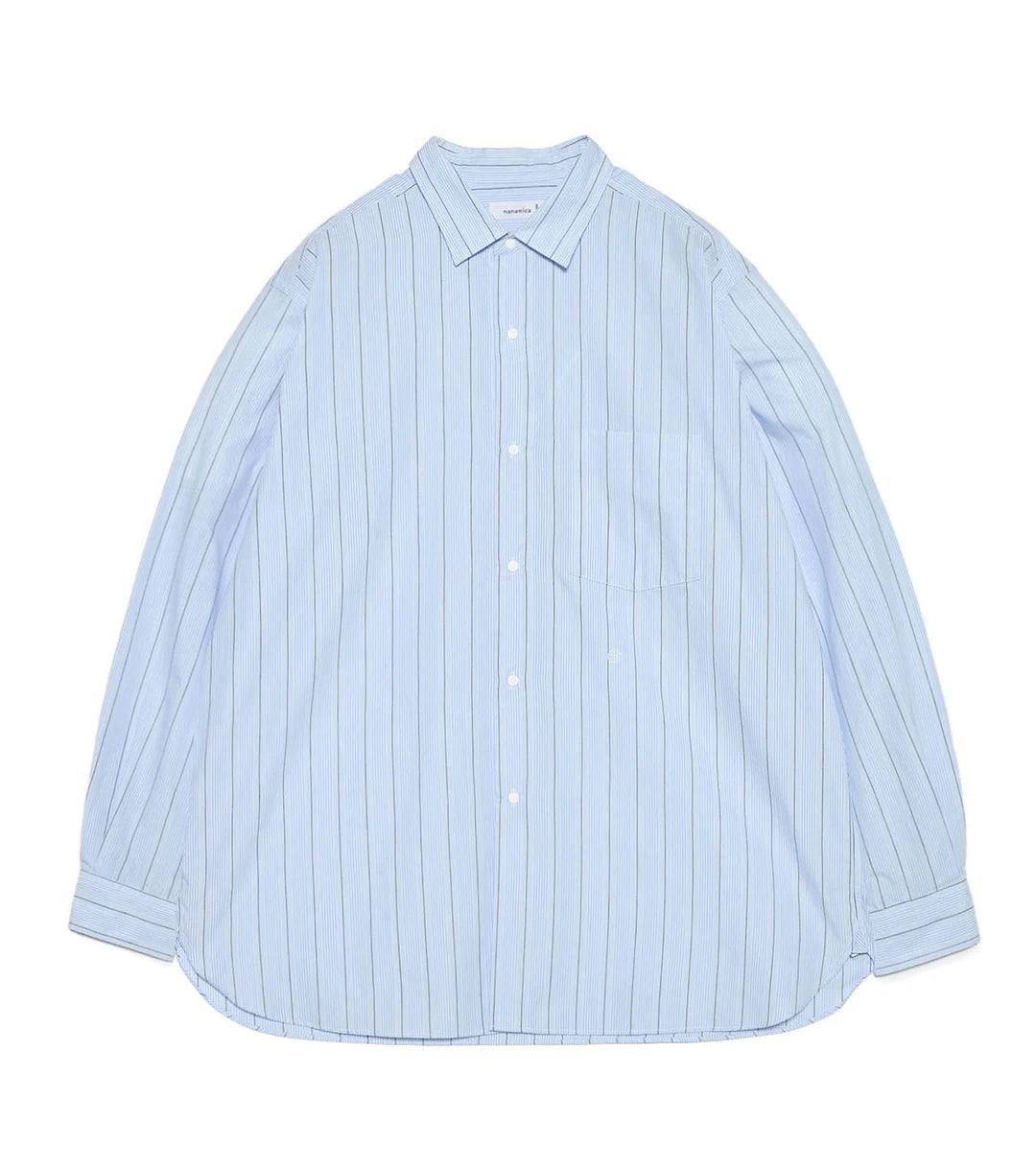 Regular Collar Stripe Wind Shirt Sax