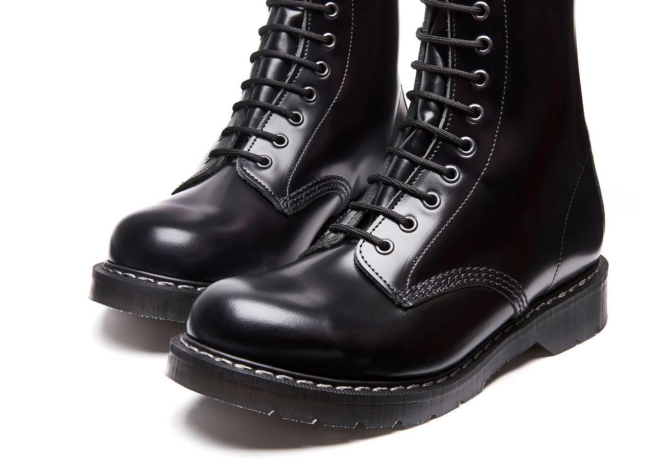 Black Hi-Shine 8 Eye Derby Boot