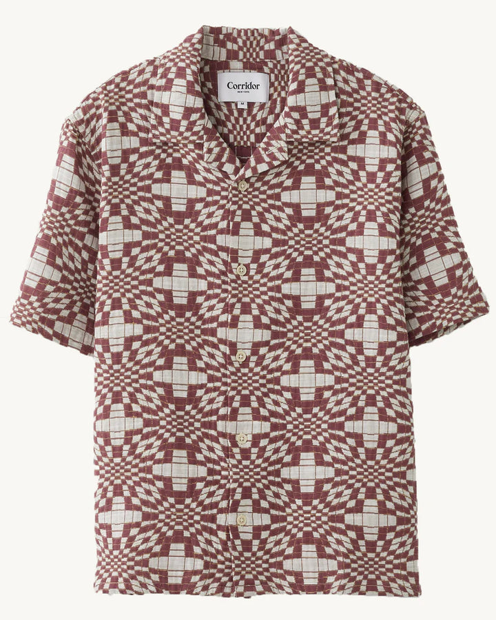 Wavy Optic Jacquard SS Camp Brown