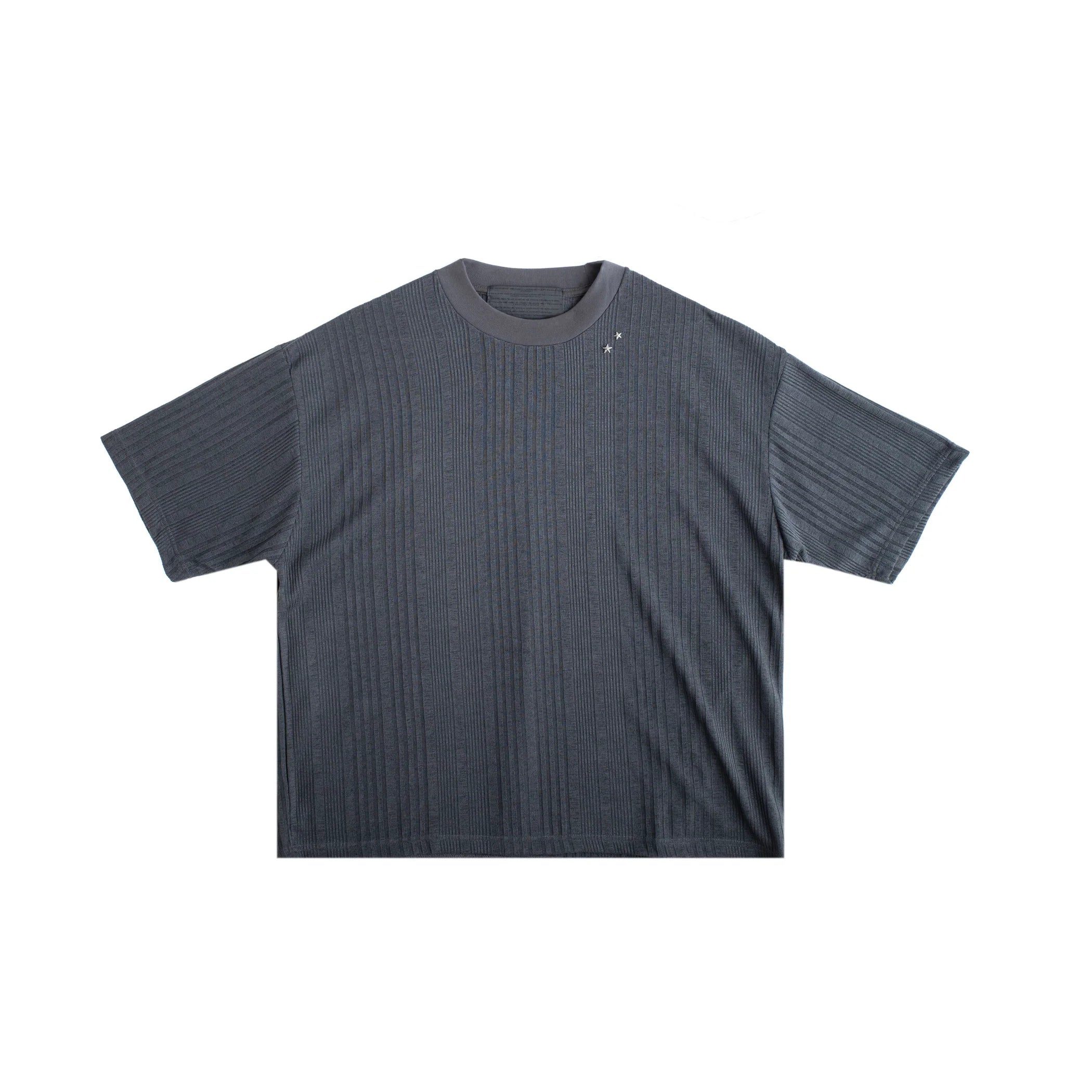 Stripe Knit SS Tee Charcoal