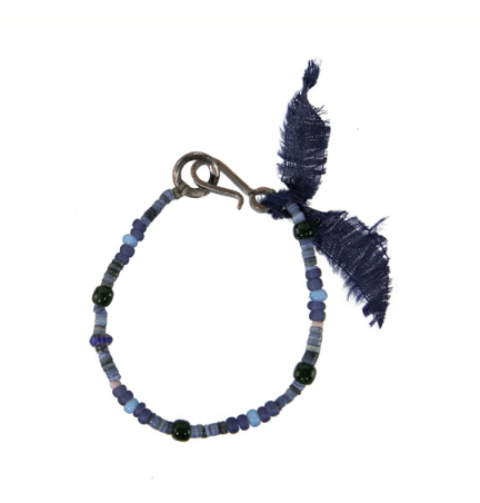 Indigo Dyed Shell Beads Bracelet