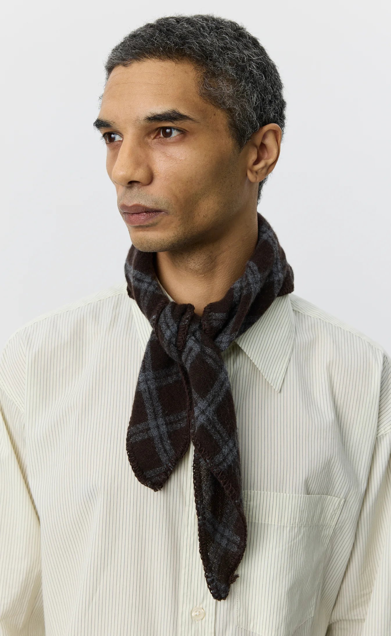 Triangle Scarf Brown Grey Check