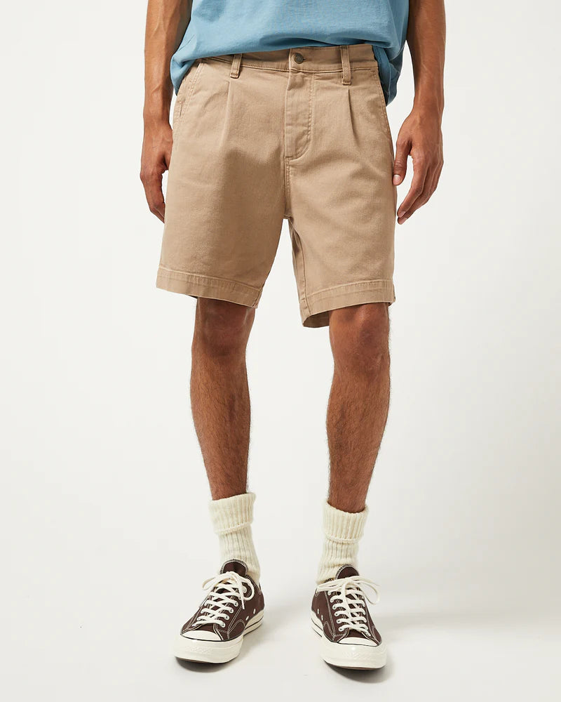 Heavy Twill Pleated Short Khaki