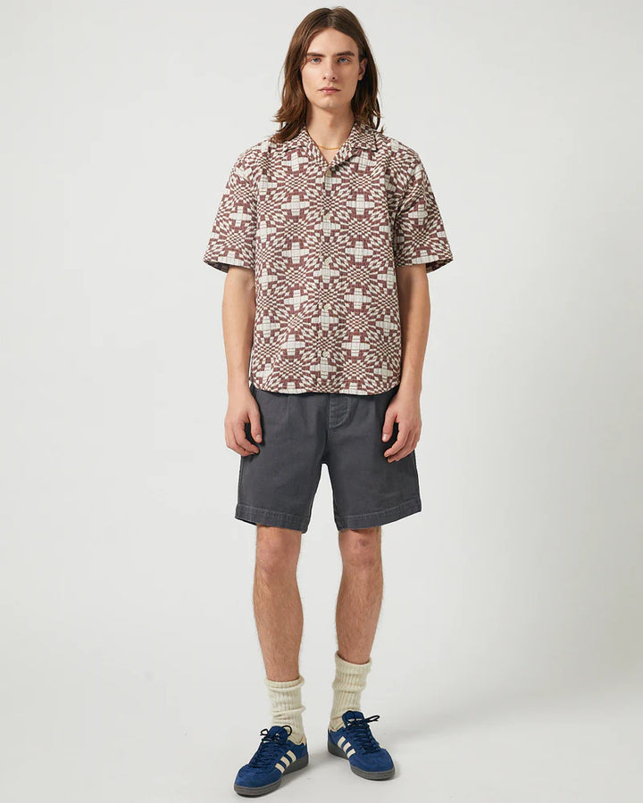 Wavy Optic Jacquard SS Camp Brown