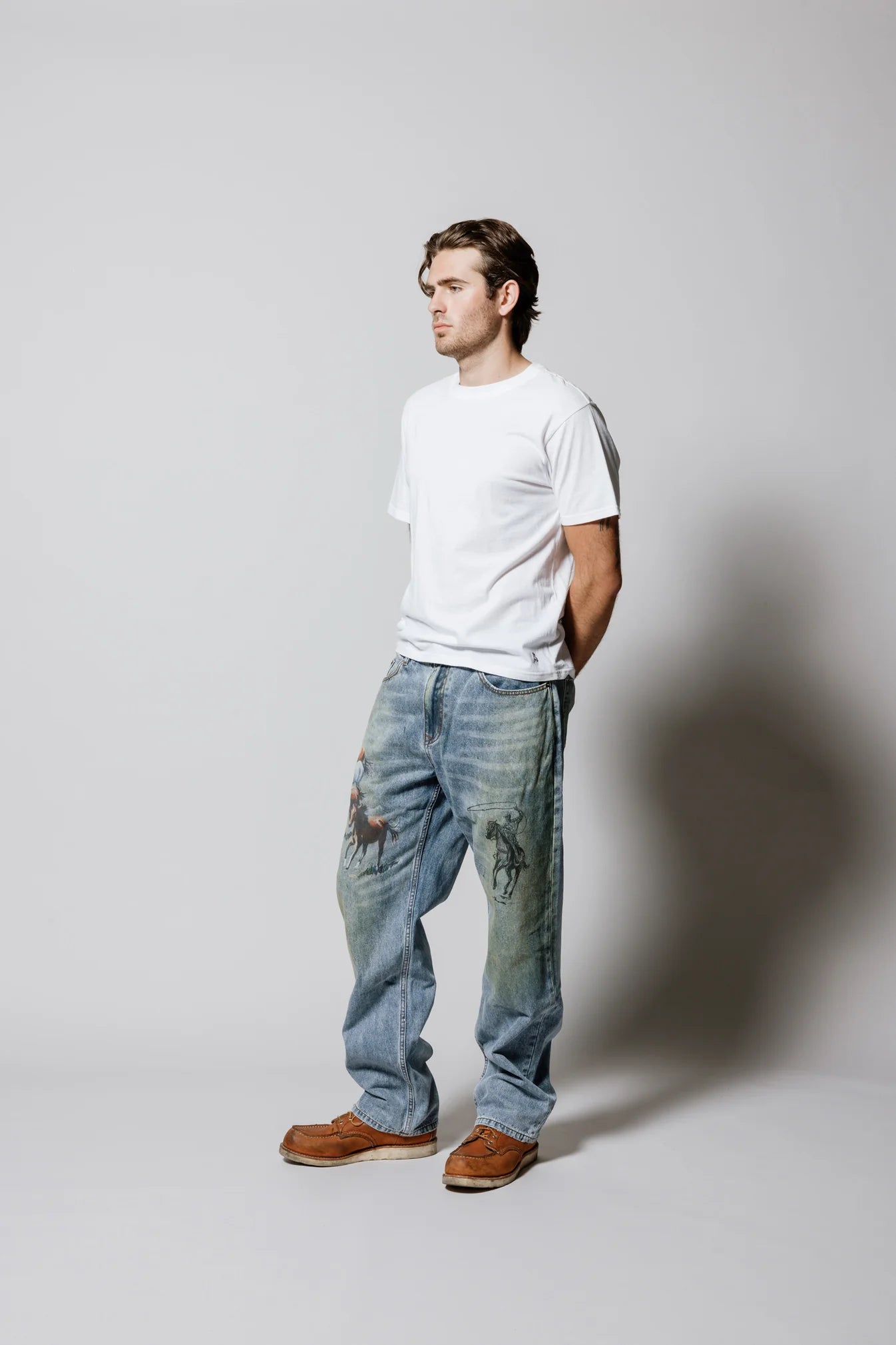 All Over Print Straight Leg Jeans Indigo