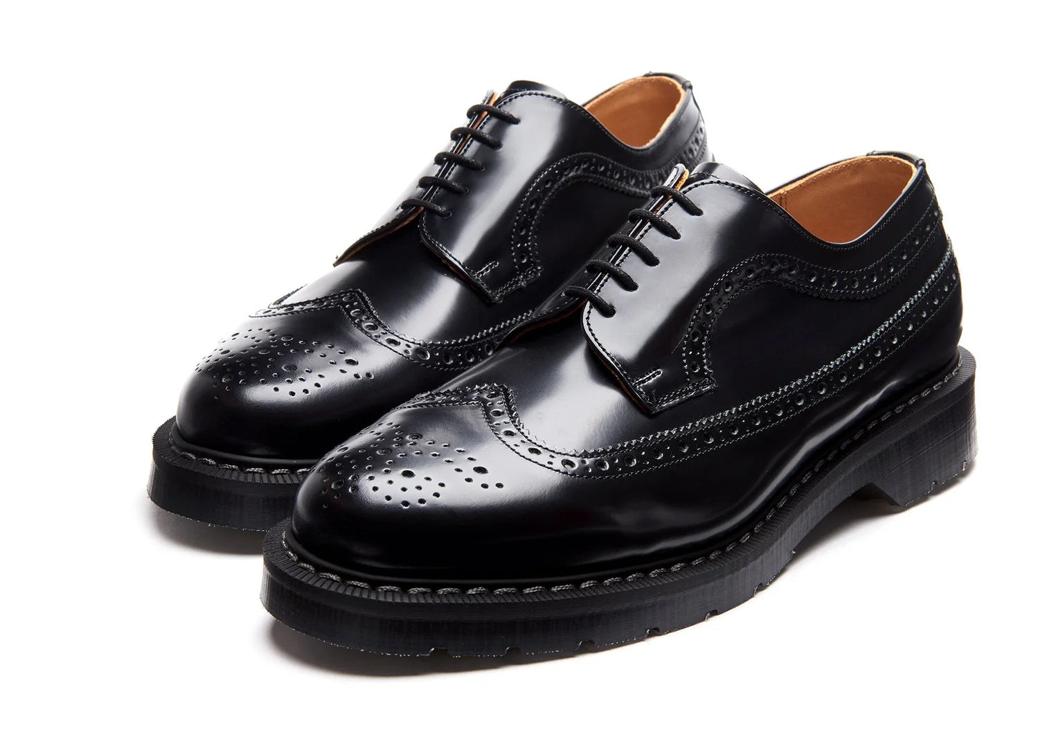 Black Hi-Shine American Brogue Shoe