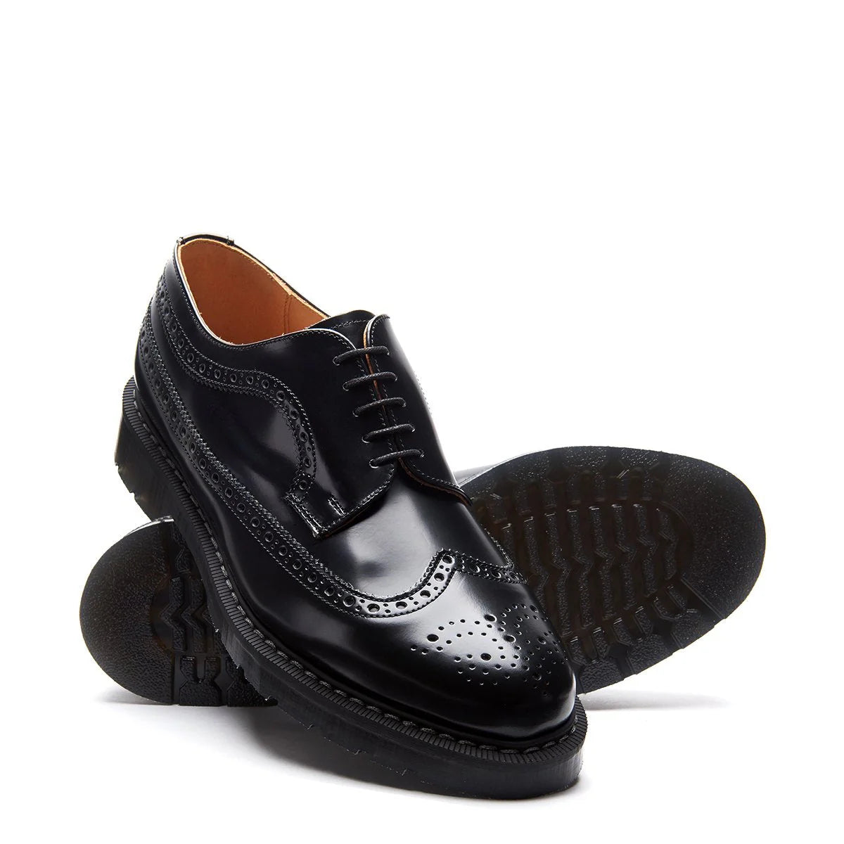 Black Hi-Shine American Brogue Shoe